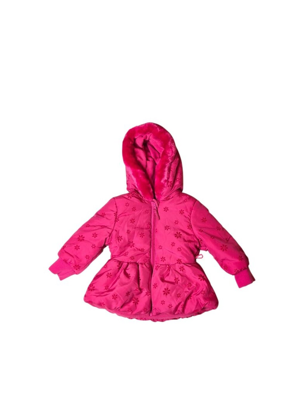 Rothschild Baby Girls Puffer Coat 18M Pink Floral Hooded Winter Jacket
